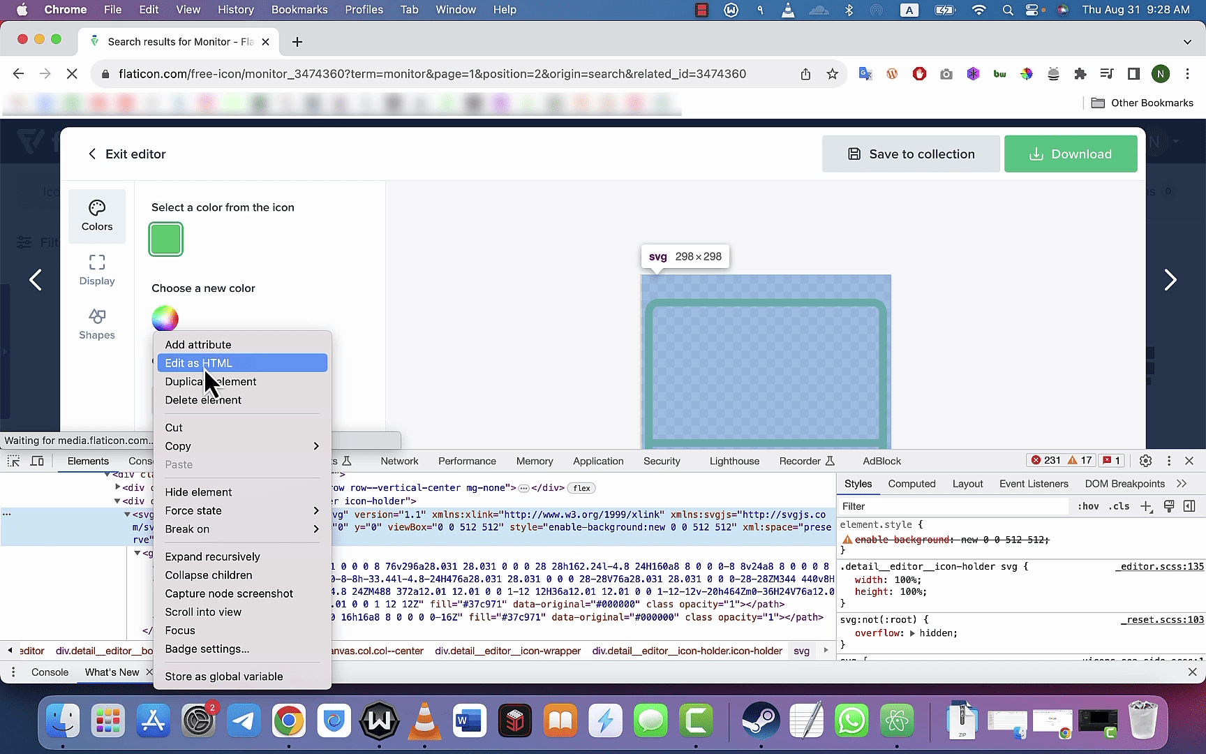 راست کلیک و انتخاب گزینه Edit as HTML