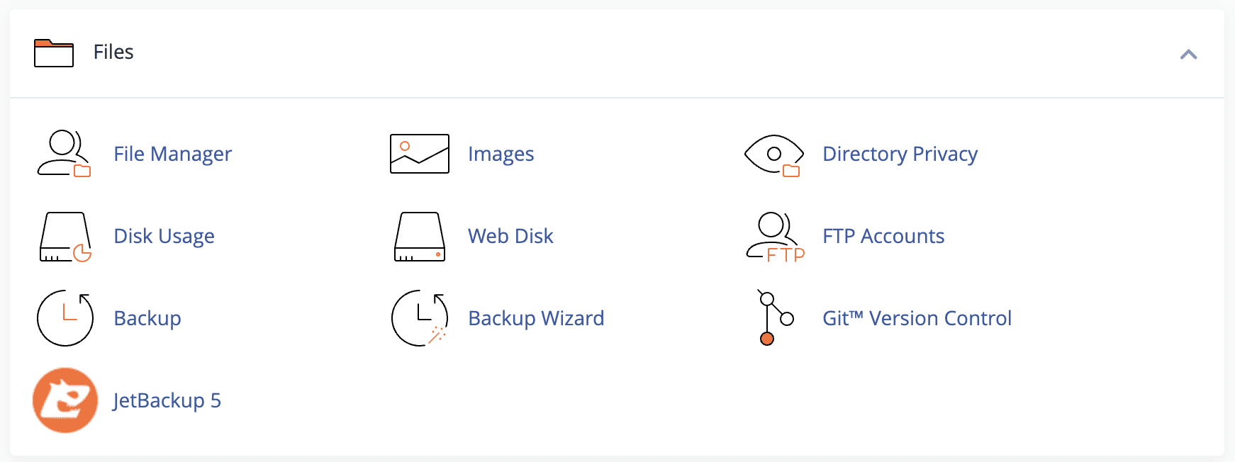 اسکرین شاتی از بخش فایل‌ها (Files) در سی پنل.